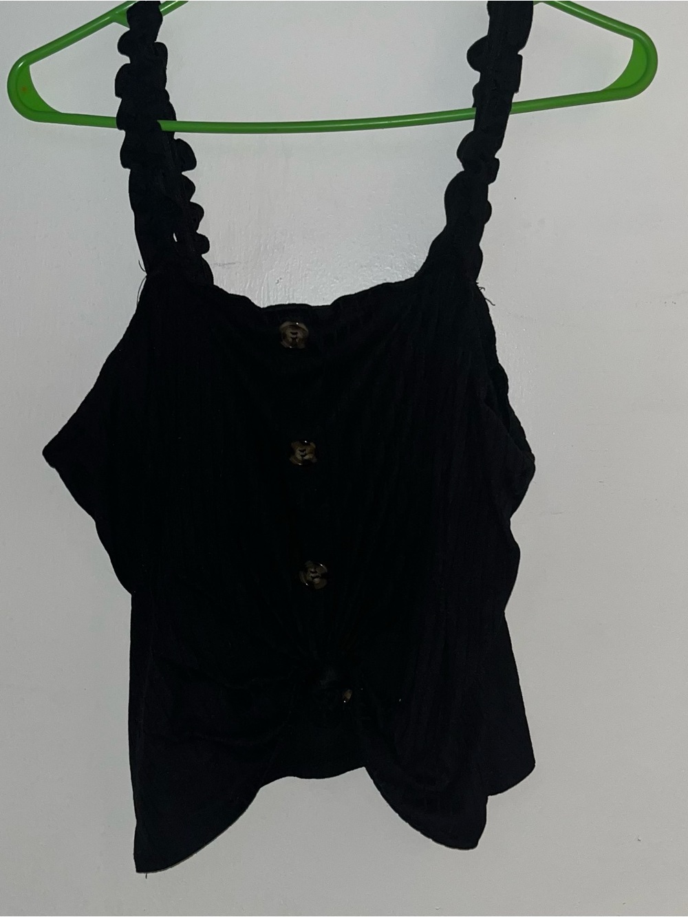 No Boundaries Black Button-Front Camisole with Twisted Straps